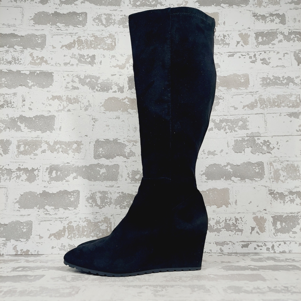 New Anne Klein Women's Kennedy Black Wedge Heel Knee High Boots I239